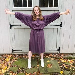 MIMUMAXI purple/eggplant drawstring dress, size small tall